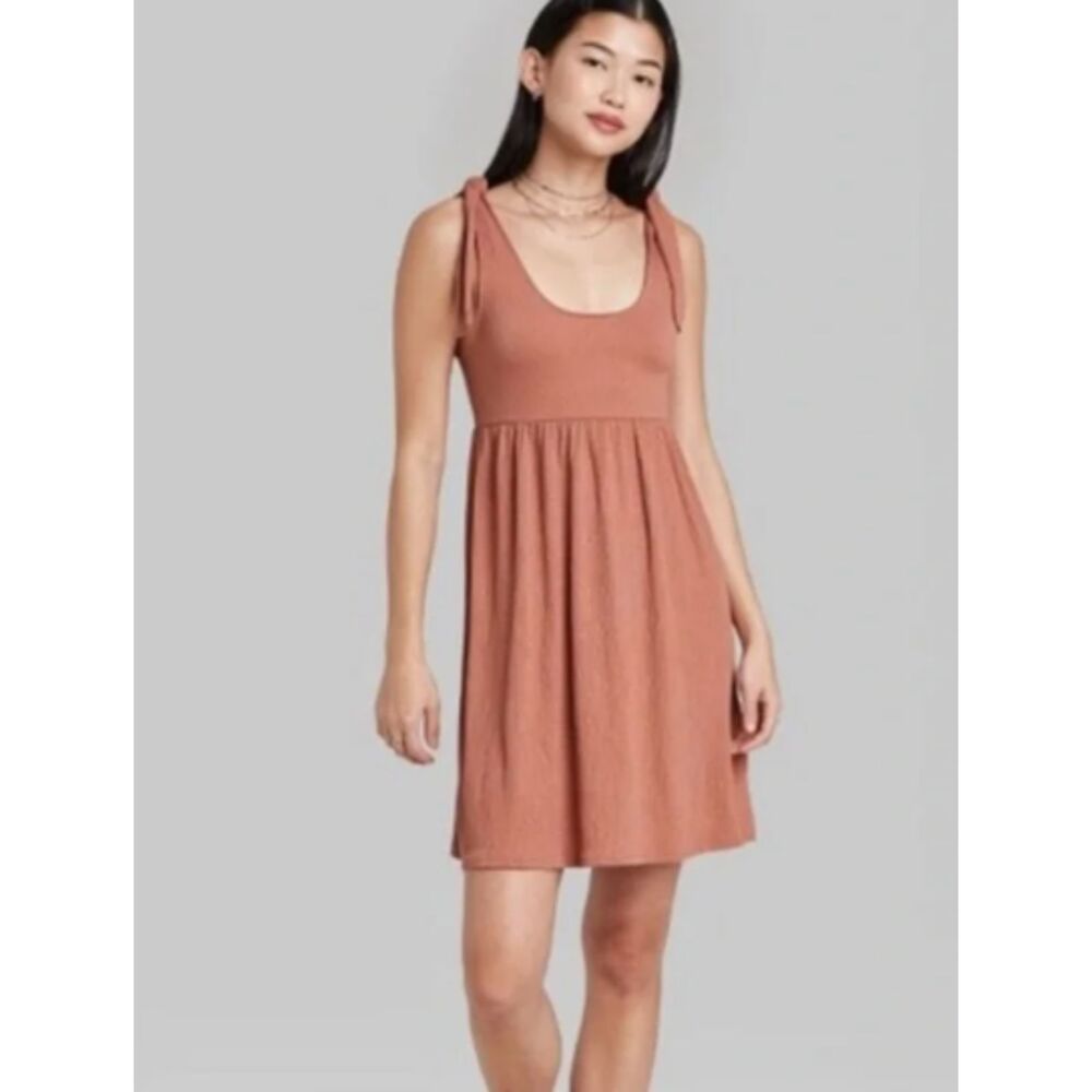 Wild Fable Babydoll Dress L Women's Sleeveless Tie Strap Scoop Neck Coquette